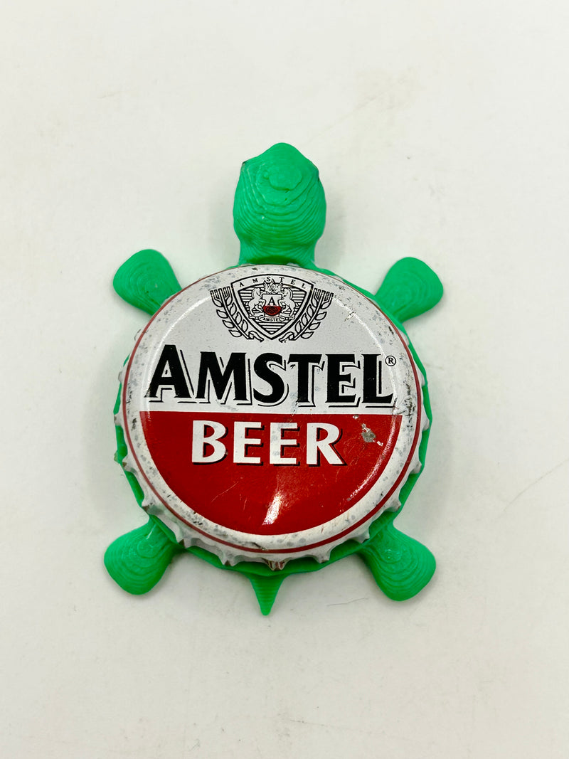 Amstel Beer - Bottle Cap Magnet Turtle Shell Shocked Art