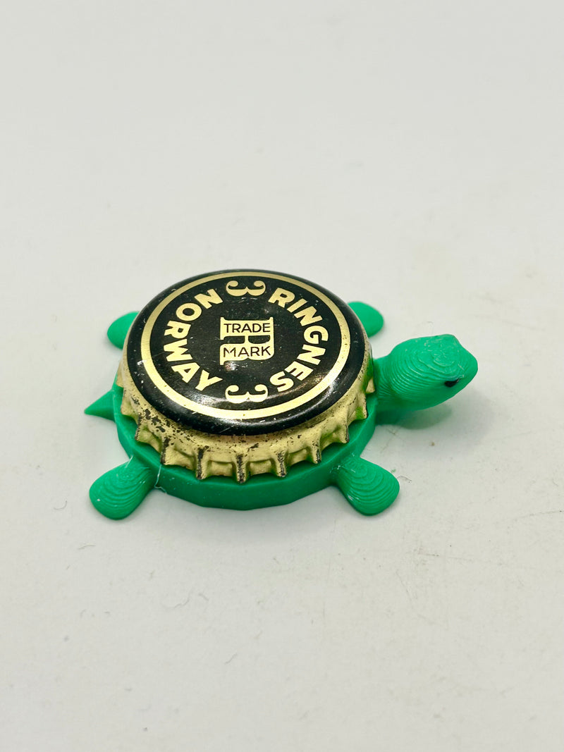 Ringnes 3 (Norway) - Bottle Cap Magnet Turtle Shell Shocked Art