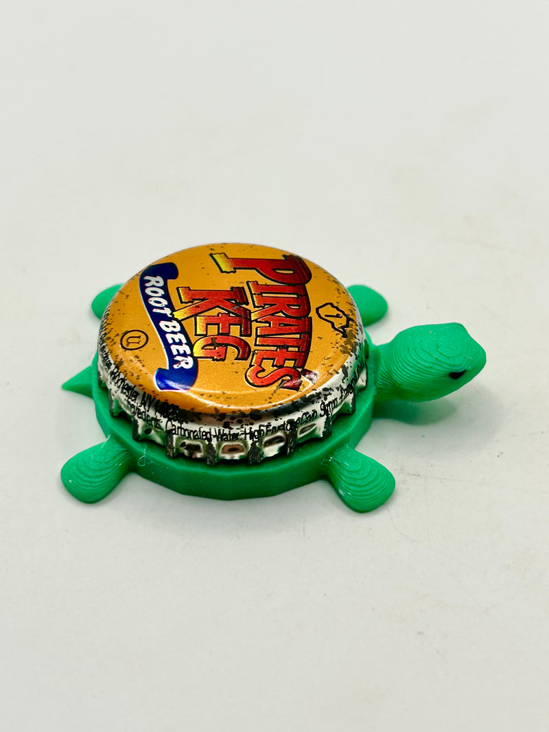 Pirate’s Keg Root Beer - Bottle Cap Magnet Turtle Shell Shocked Art