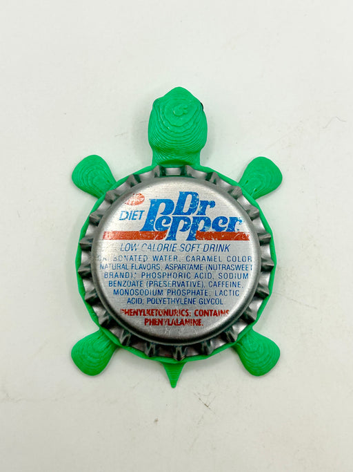 Diet Dr Pepper (Vintage, Text) Bottle-Cap Magnet Turtle | Shell Shocked Art (Copy) Shell Shocked Art