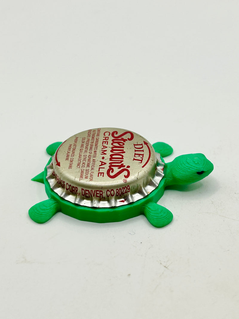 Diet Stewarts Cream Soda - Bottle Cap Magnet Turtle Shell Shocked Art