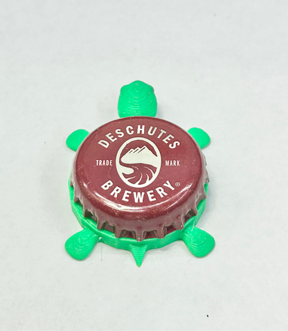 Deschutes Brewery (Maroon) - Bottle Cap Magnet Turtle Shell Shocked Art