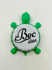 Bec Organic Soda - Bottle Cap Magnet Turtle Shell Shocked Art