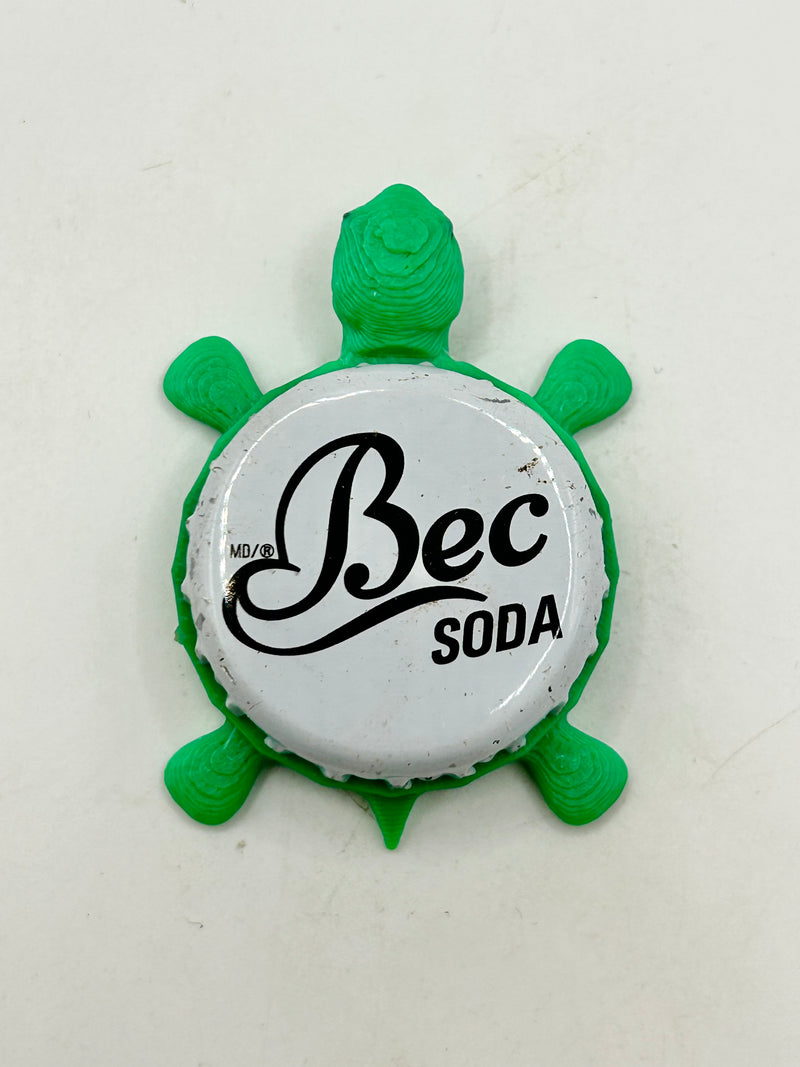 Bec Organic Soda - Bottle Cap Magnet Turtle Shell Shocked Art