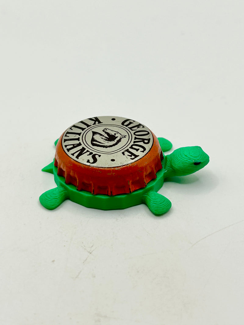 George Kilian’s (Vintage, Orange Trim) - Bottle Cap Magnet Turtle Shell Shocked Art