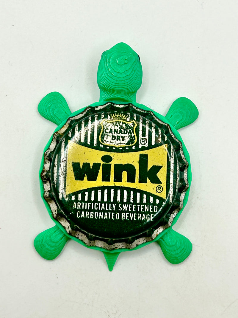 Wink Grapefruit Drink - Bottle Cap Magnet Turtle Shell Shocked Art