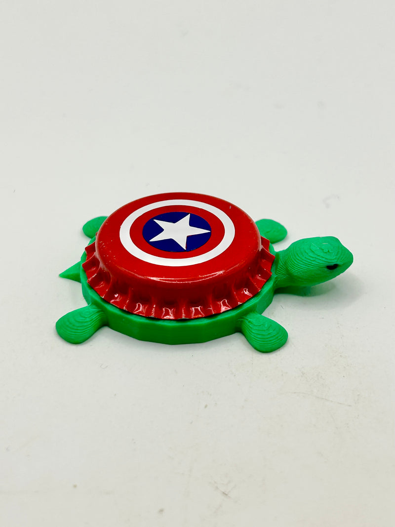 Captain America - Bottle Cap Magnet Turtle Shell Shocked Art