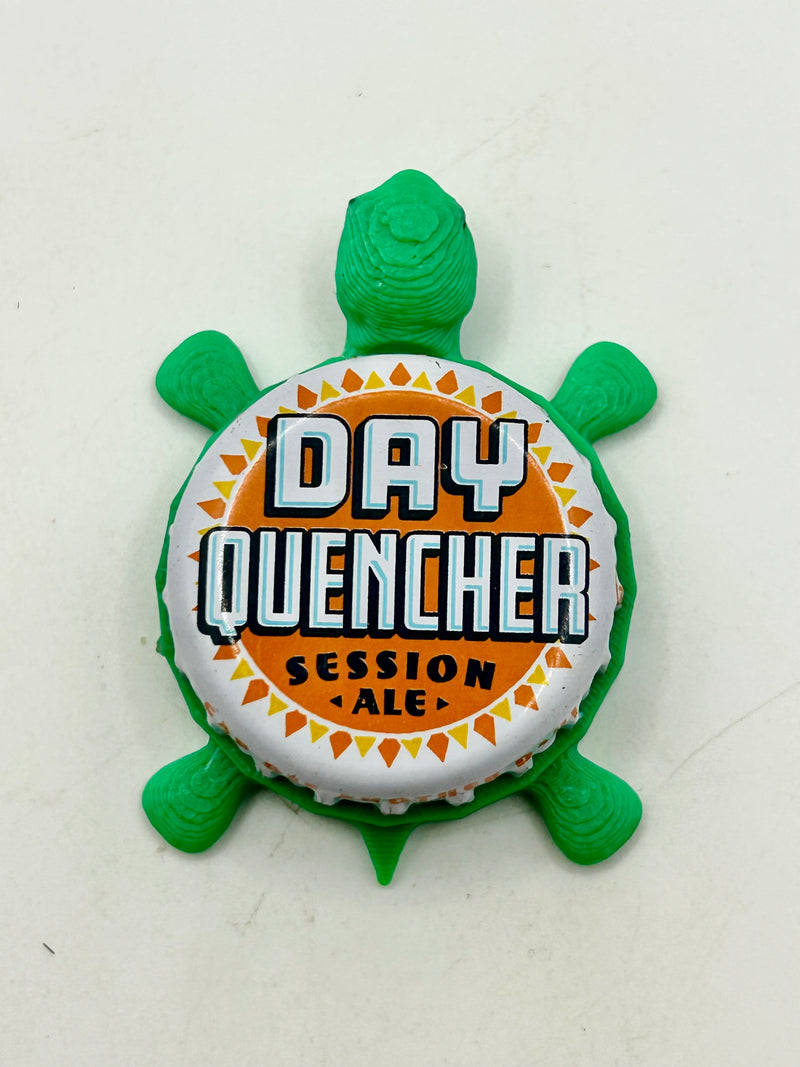 Shiner Day Quencher Session Ale - Bottle Cap Magnet Turtle Shell Shocked Art