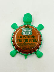 Canada Dry Sunripe Orange Soda - Bottle Cap Magnet Turtle Shell Shocked Art