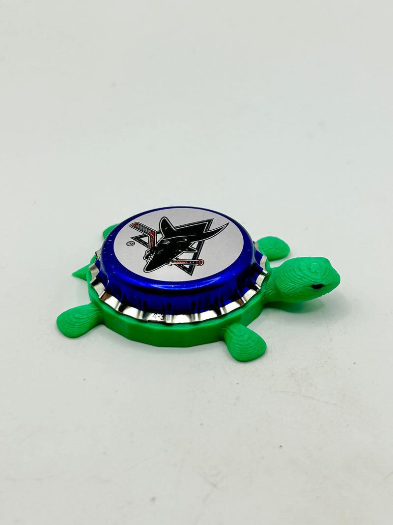 San Jose Sharks (Labatt Brewing) - Bottle Cap Magnet Turtle Shell Shocked Art