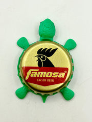 Famosa Lager Beer (Gallo) - Bottle Cap Magnet Turtle Shell Shocked Art