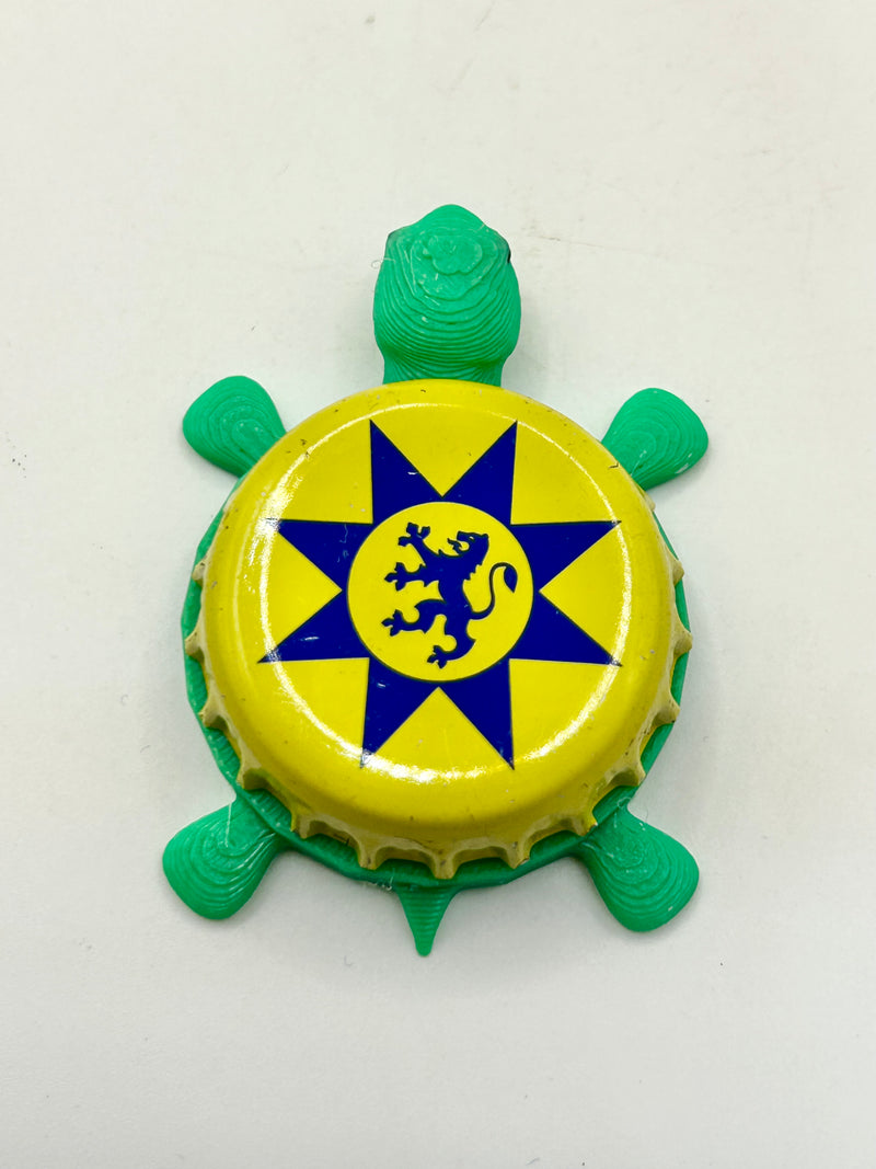 Gerolsteiner (Yellow) - Bottle Cap Magnet Turtle Shell Shocked Art
