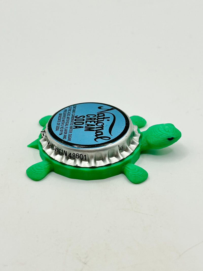 National Cream Soda - Bottle Cap Magnet Turtle Shell Shocked Art