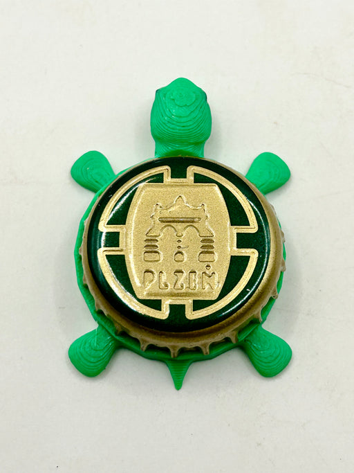 Plzensky Prazdroj (Gold Barrel) - Bottle Cap Magnet Turtle Shell Shocked Art