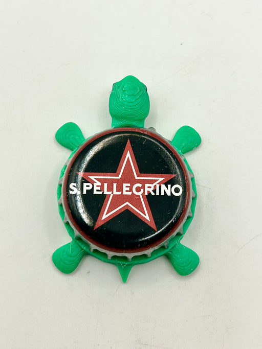 San Pellegrino (Black, Large Star) - Bottle Cap Magnet Turtle Shell Shocked Art