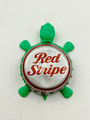 Red Stripe (Vintage, Silver) - Bottle Cap Magnet Turtle Shell Shocked Art