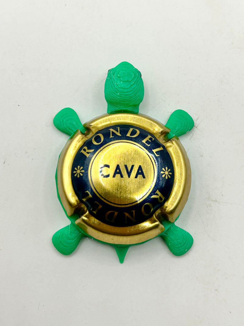 Rondel Cava (Blue, Gold) - Bottle Cap Magnet Turtle Shell Shocked Art