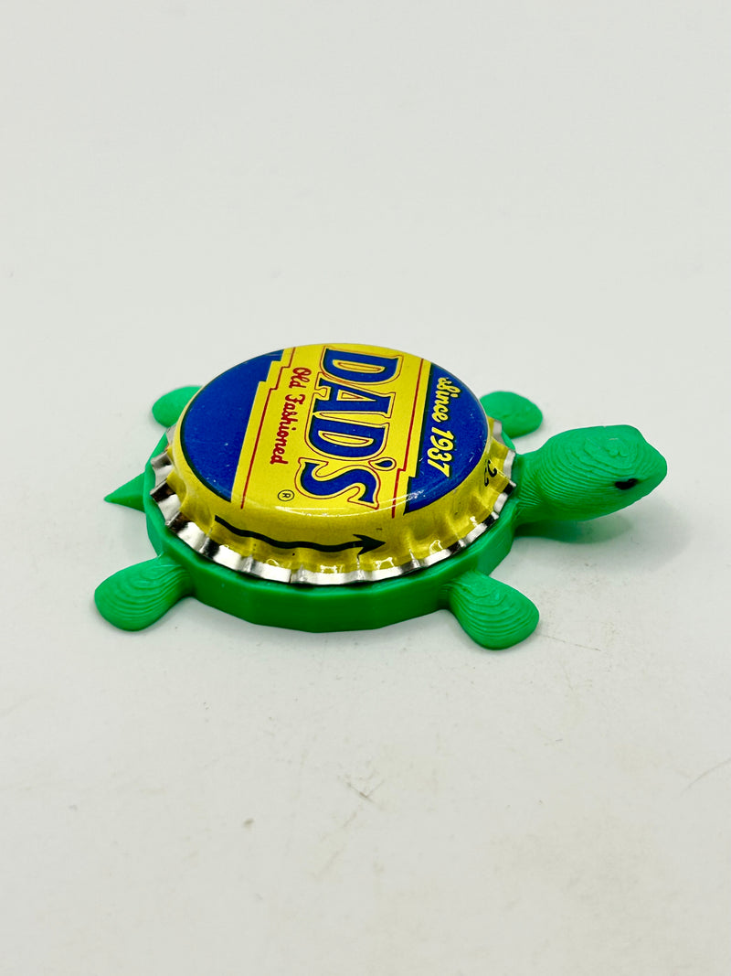 Dad’s Root Beer (Blue & Yellow) - Bottle Cap Magnet Turtle Shell Shocked Art
