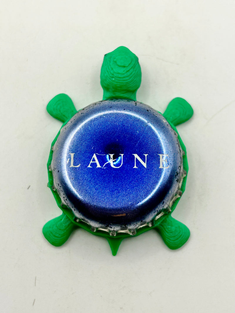 Laune Lahden Mineral Water - Bottle Cap Magnet Turtle Shell Shocked Art