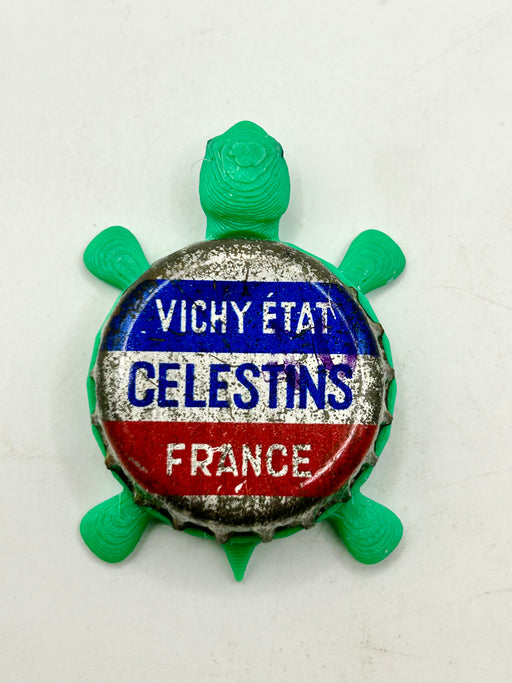 Vichy Etat Celestins - Bottle Cap Magnet Turtle (Copy) Shell Shocked Art