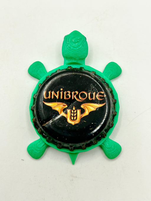 Unibroue Beer (Black) - Bottle Cap Magnet Turtle Shell Shocked Art