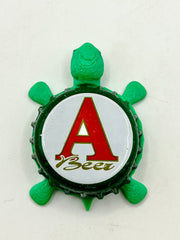 Alfa Beer, Athenian Brewery - Bottle Cap Magnet Turtle Shell Shocked Art