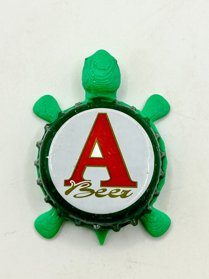 Alfa Beer, Athenian Brewery - Bottle Cap Magnet Turtle Shell Shocked Art