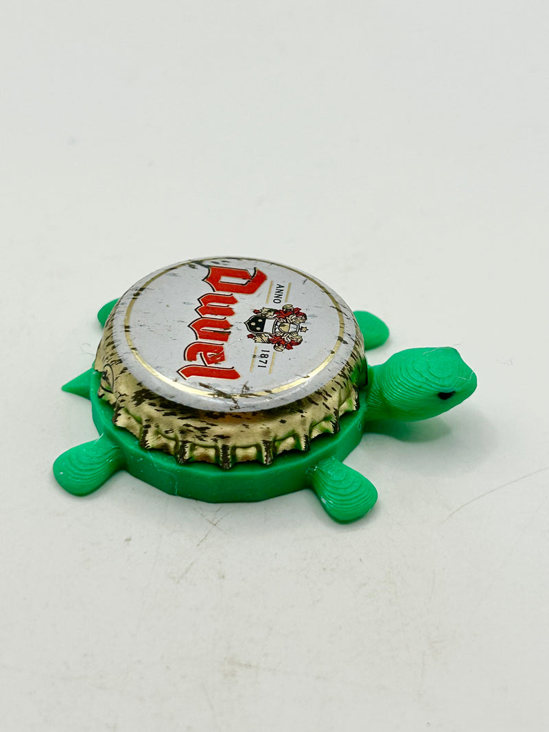 Duvel Belgian Ale (White) - Bottle Cap Magnet Turtle Shell Shocked Art