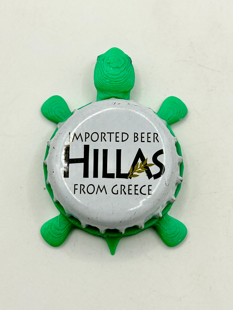 Hillas (Macedonian Thrace Brewing) - Bottle Cap Magnet Turtle Shell Shocked Art