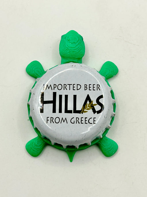 Hillas (Macedonian Thrace Brewing) - Bottle Cap Magnet Turtle Shell Shocked Art