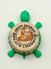 Iron Horse Black Cherry Soda - Bottle Cap Magnet Turtle Shell Shocked Art