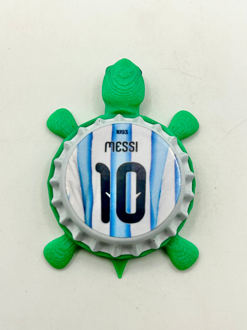 Lionel Messi - Bottle Cap Magnet Turtle Shell Shocked Art