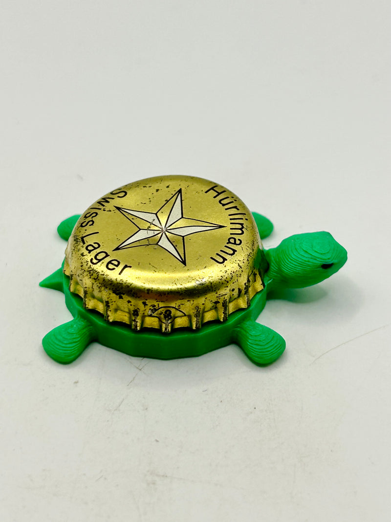 Hurlimann Swiss Lager - Bottle Cap Magnet Turtle Shell Shocked Art