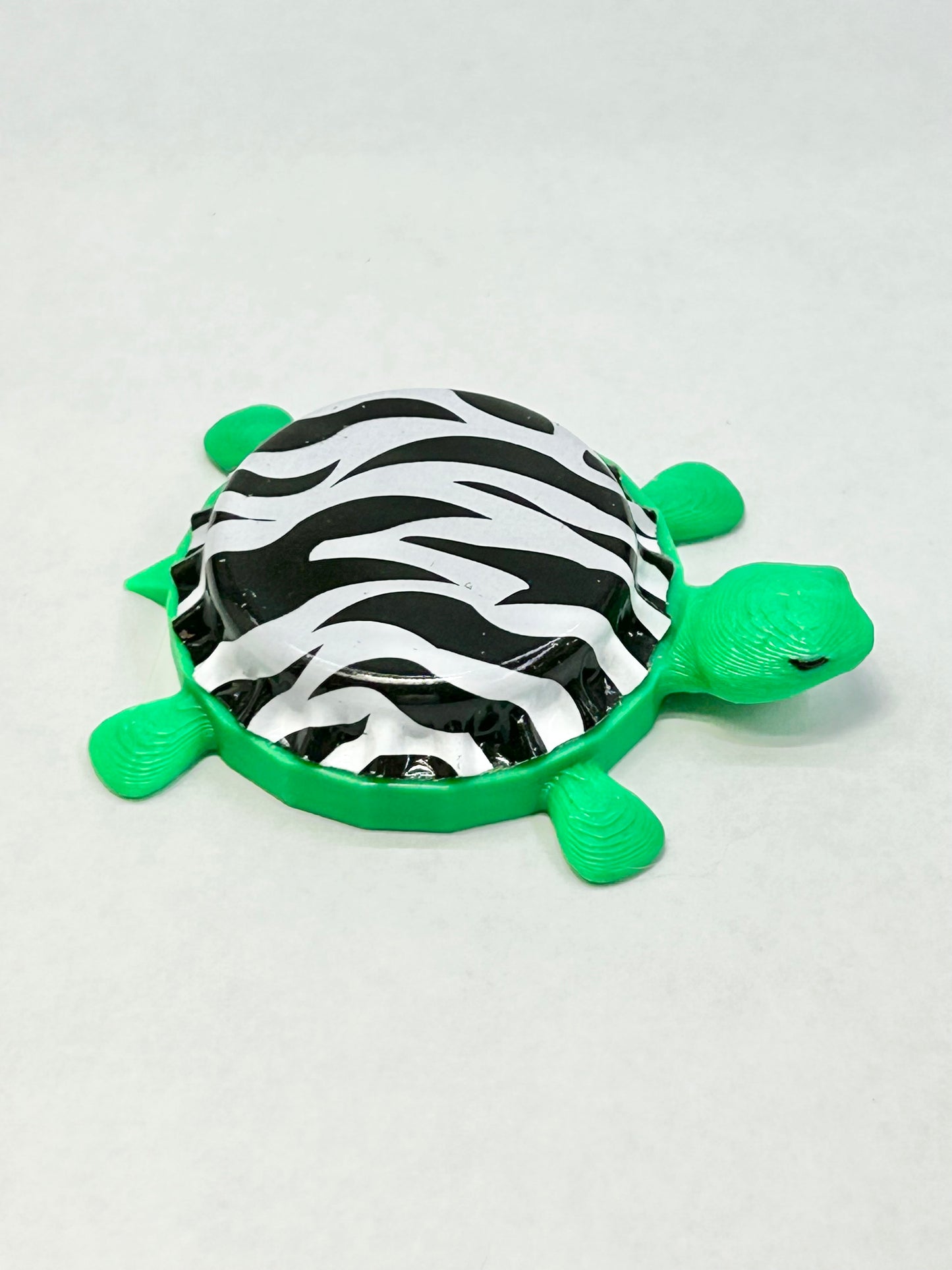 Zebra Striped - Bottle Cap Magnet Turtle