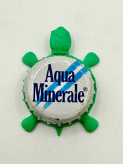 Aqua Minerale Water - Bottle Cap Magnet Turtle Shell Shocked Art