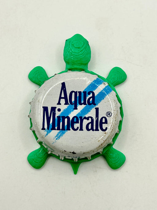 Aqua Minerale Water - Bottle Cap Magnet Turtle Shell Shocked Art