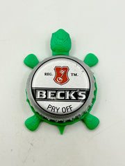 Beck’s Beer (Silver, Pry Off) - Bottle Cap Magnet Turtle Shell Shocked Art