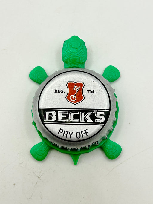 Beck’s Beer (Silver, Pry Off) - Bottle Cap Magnet Turtle Shell Shocked Art