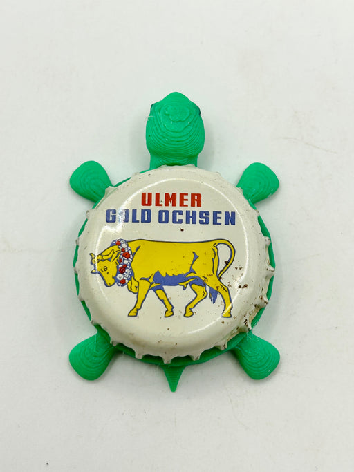 Ulmer Gold Oschen Brewing - Bottle Cap Magnet Turtle Shell Shocked Art