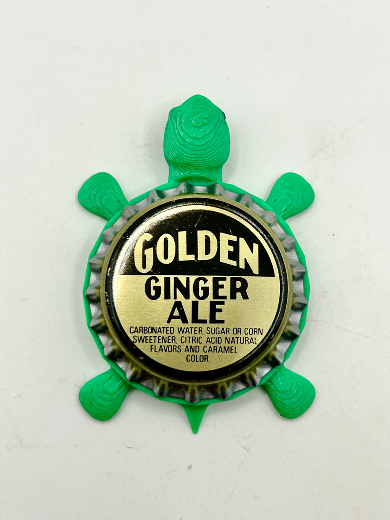 Golden Ginger Ale Soda - Bottle Cap Magnet Turtle Shell Shocked Art