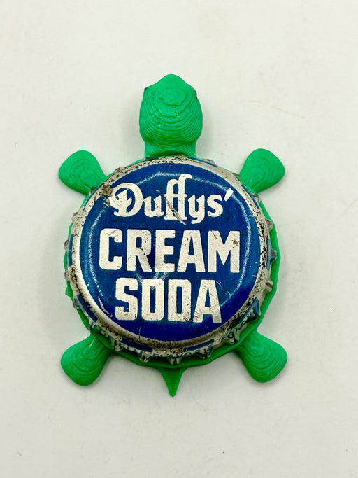 Duffy’s Cream Soda - Bottle Cap Magnet Turtle Shell Shocked Art