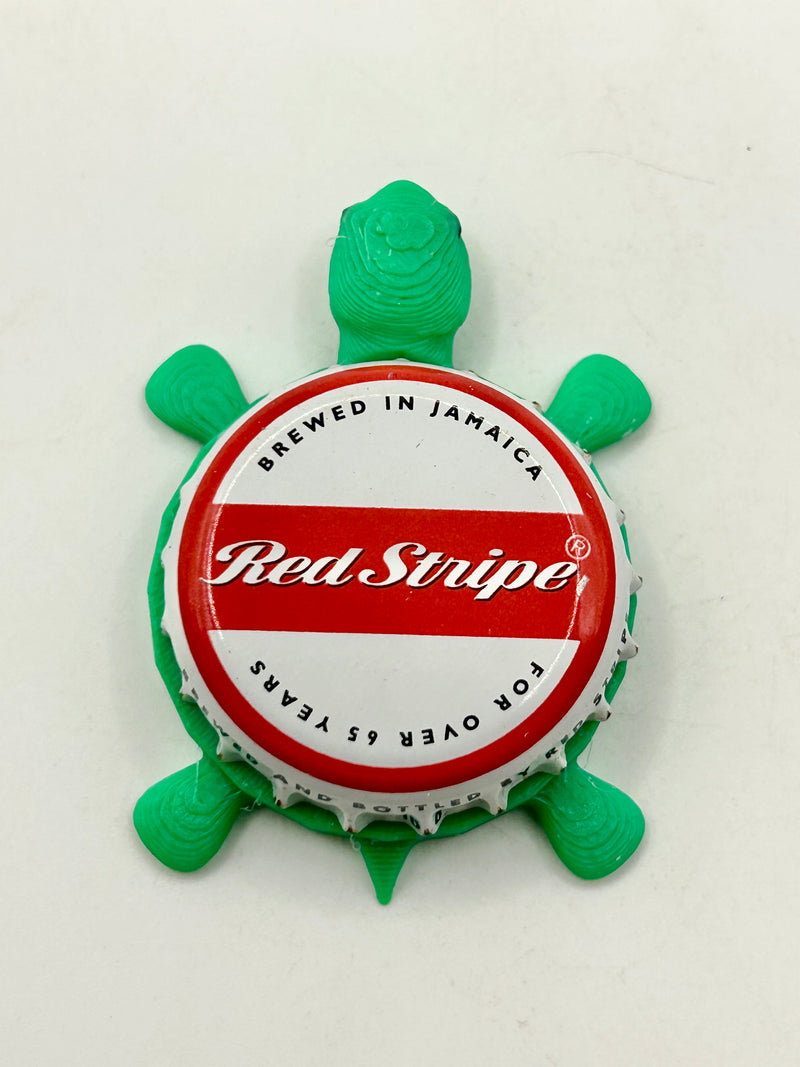 Red Stripe (65 Years) - Bottle Cap Magnet Turtle Shell Shocked Art