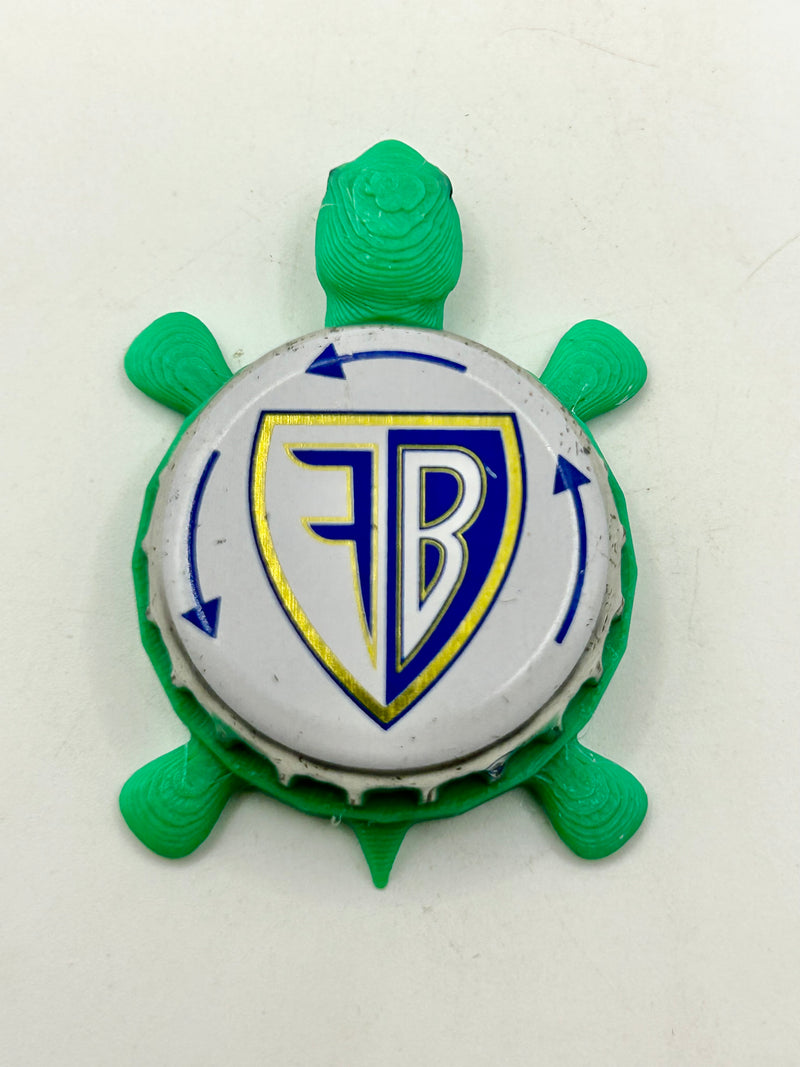 Finkbrau (France) - Bottle Cap Magnet Turtle Shell Shocked Art