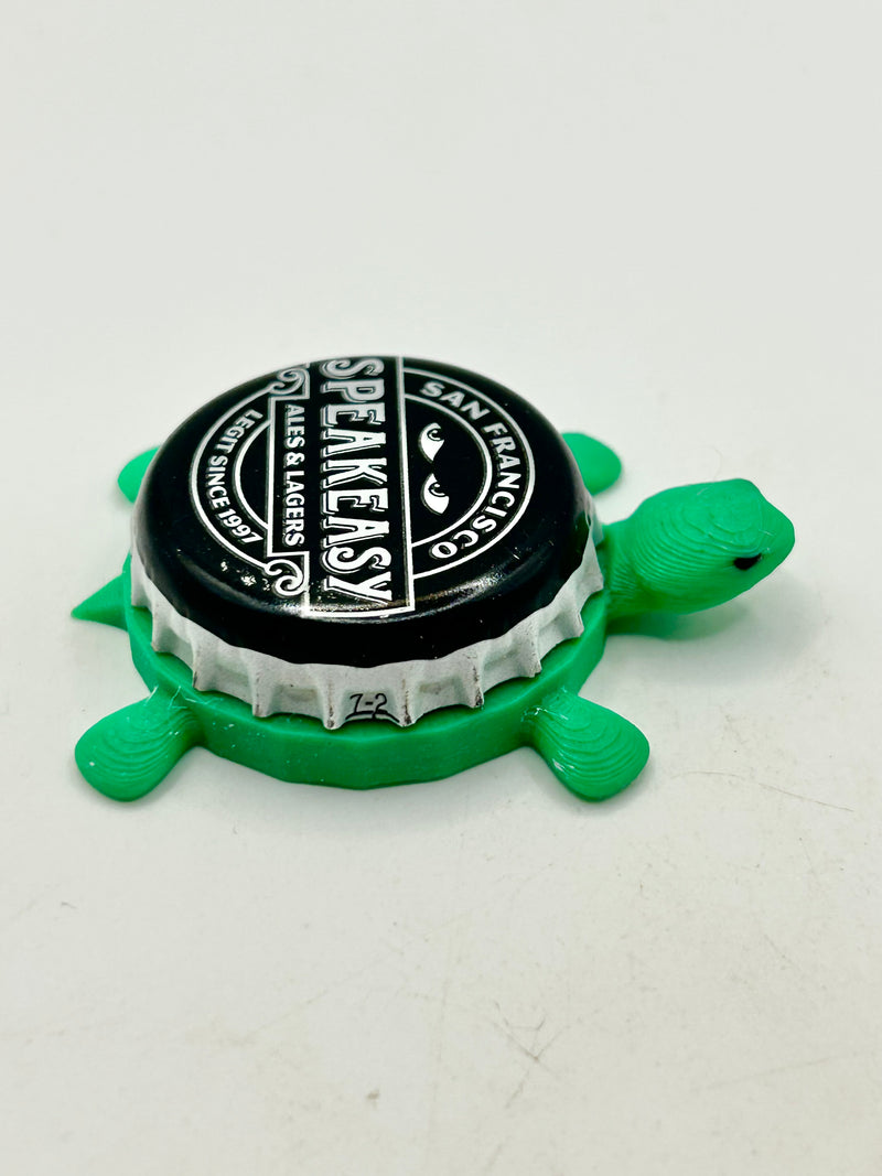 Speakeasy Ales & Lagers (Black) - Bottle Cap Magnet Turtle Shell Shocked Art