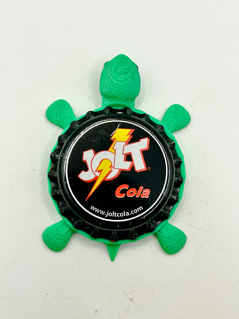 Jolt Cola Soda - Bottle Cap Magnet Turtle Shell Shocked Art