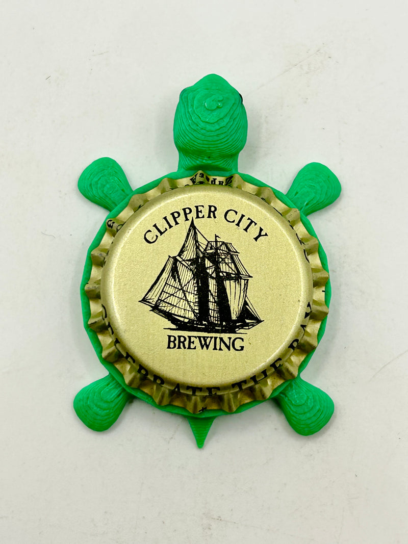 Clipper City Brewing (Celebrate the Bay Trim) - Bottle Cap Magnet Turtle Shell Shocked Art