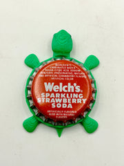 Welch’s Sparkling Strawberry Soda - Bottle Cap Magnet Turtle Shell Shocked Art
