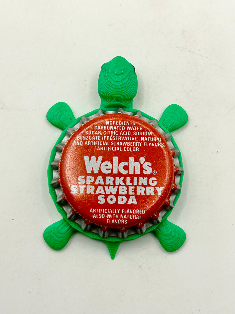 Welch’s Sparkling Strawberry Soda - Bottle Cap Magnet Turtle Shell Shocked Art