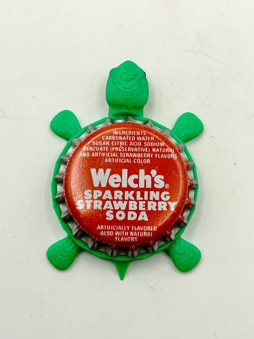 Welch’s Sparkling Strawberry Soda - Bottle Cap Magnet Turtle Shell Shocked Art