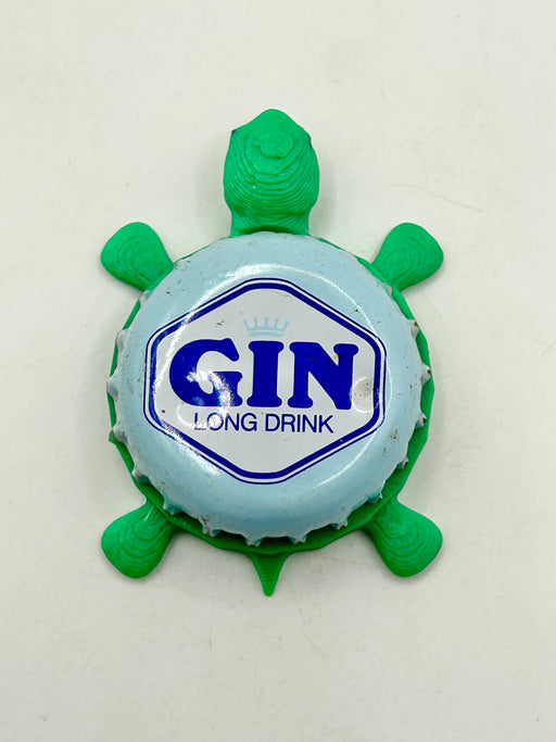 Gin Long Drink - Bottle Cap Magnet Turtle Shell Shocked Art
